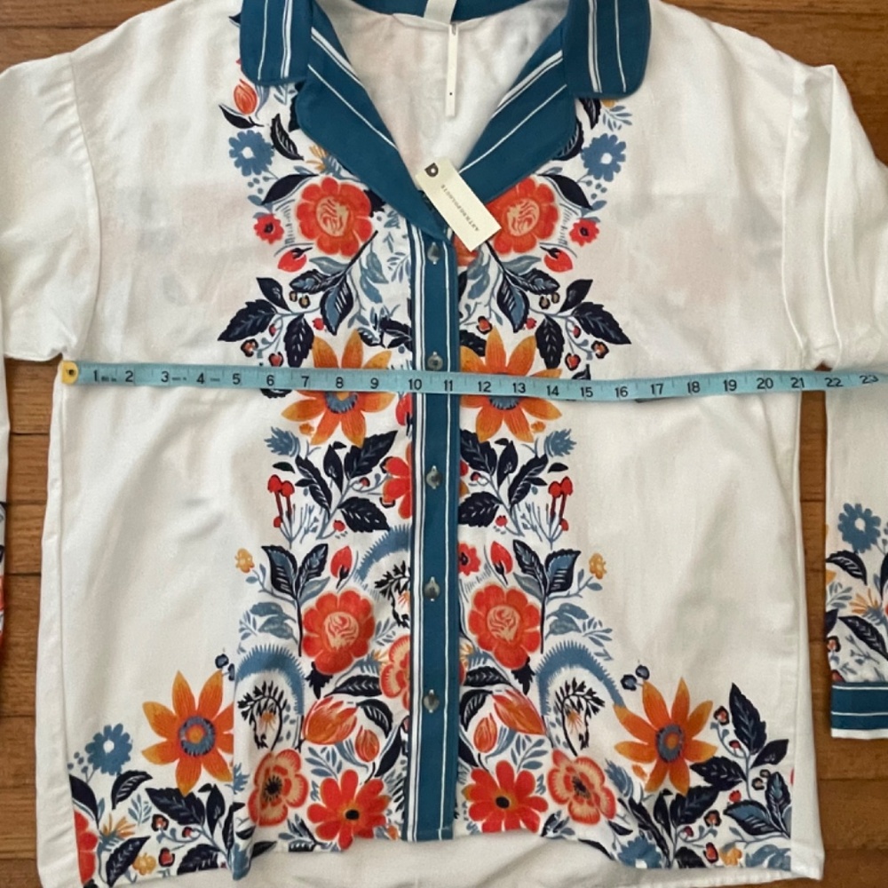 Anthropologie Real Fun, Wow Floral Blouse Long Sleeve Boho Women's Sz M - NWT - Picture 7 of 9